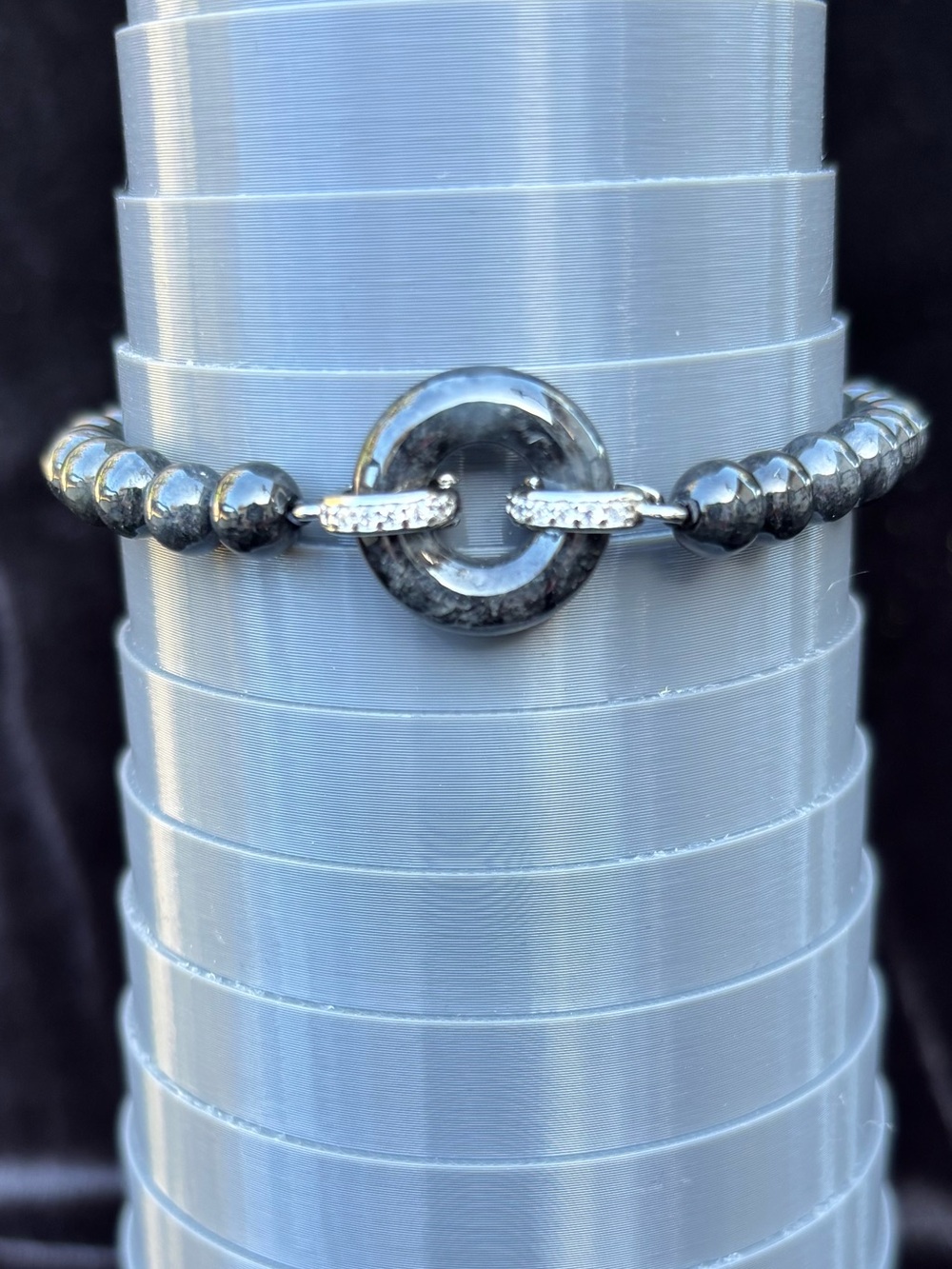 Black Wuji Jade Bracelet 7 -7.5 inch wrist